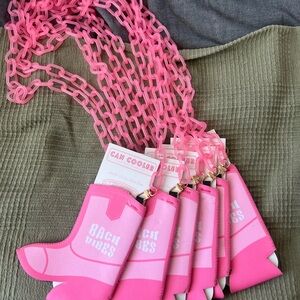 Pink Boot-Shaped Can Coolers
